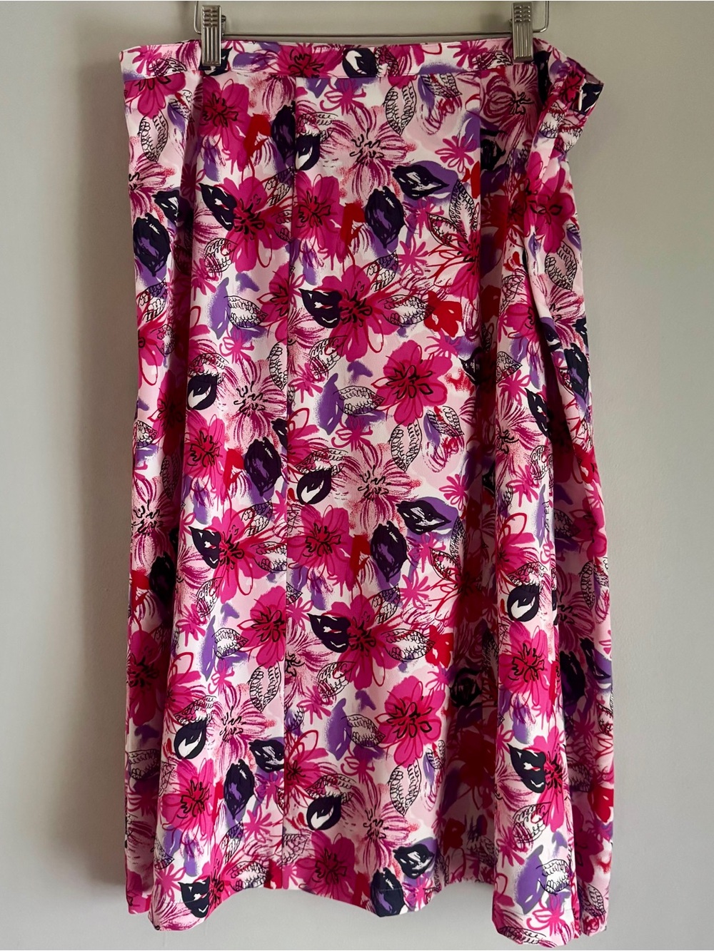 Vintage 90’s Bright Colored Floral Midi Skirt Plus Size 18